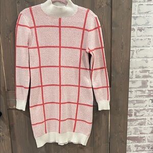 Love Scarlett Pink and White Sweater Dress